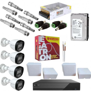 KIT CÂMERA COM DVR, HD, ADAPTADOR, CABO, CONECTOR BNC E FONTE